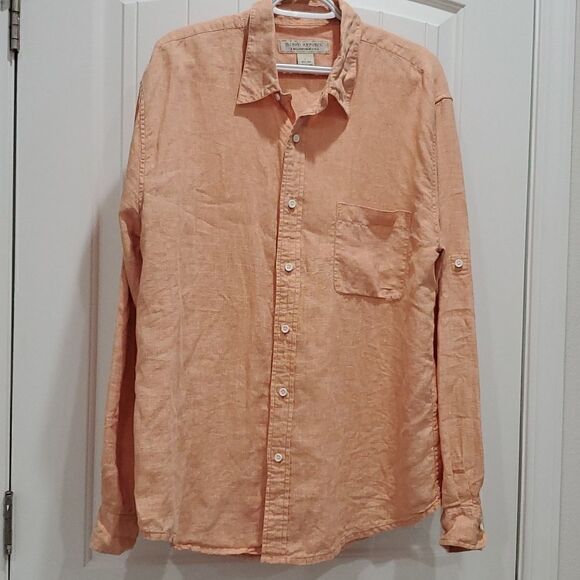 Island Republic Mens 100% Linen, Long Sleeve shirt,  Size Large - Picture 1 of 4